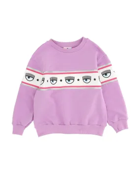 Felpa viola girocollo con fascia porta logo eyestar 4 anni