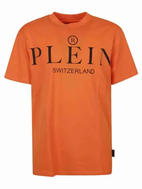 PHILIPP PLEINJersey T-shirt Round Neck SS Iconic Plein Orange