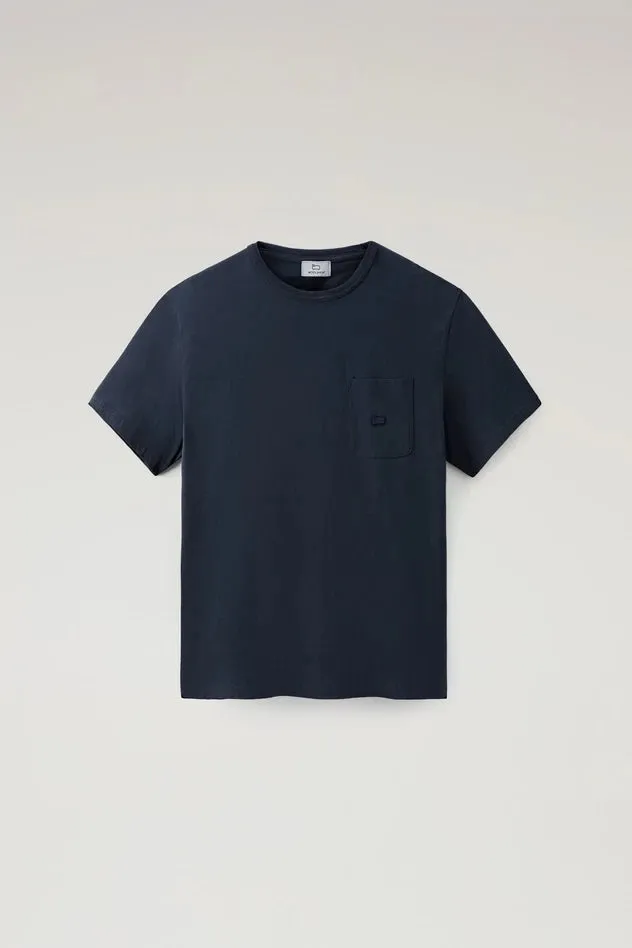 Pure Cotton T-Shirt with Pocket / Blue