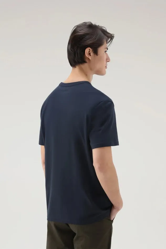 Pure Cotton T-Shirt with Pocket / Blue