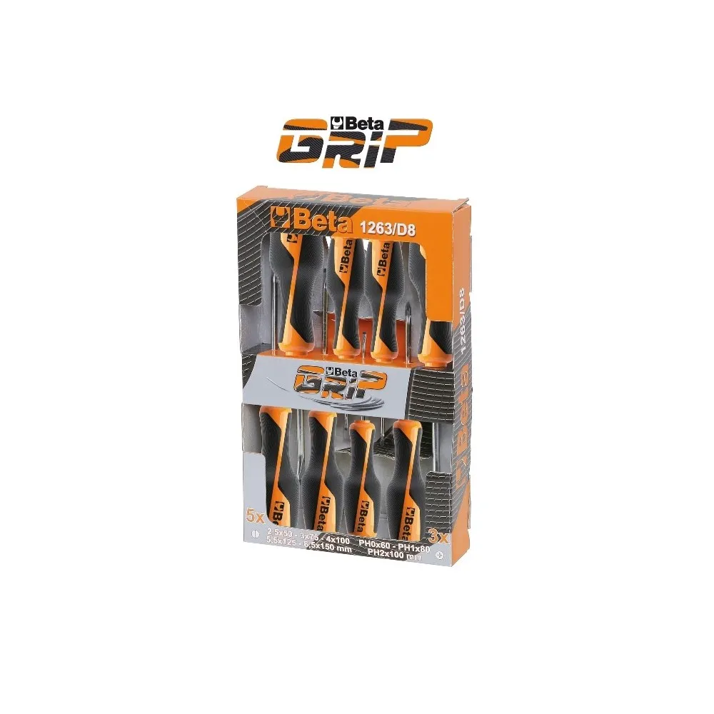 Serie di 8 giraviti croce e taglio - Beta Grip 1263/D8