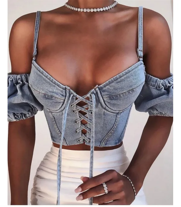 Toppino denim Shary sbuffo